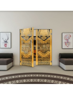 Pendeltür - Fineprint Model 156 Gold auf Grauglas