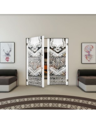 Pendeltür - Fineprint Model 156 Weiss auf Grauglas