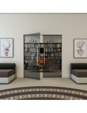 Pendeltür - Fineprint Model 157 Schwarz auf Grauglas