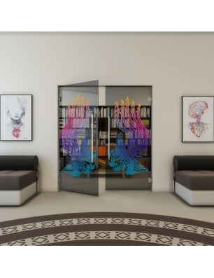 Pendeltür - Fineprint Model 157 Verlauf auf Grauglas