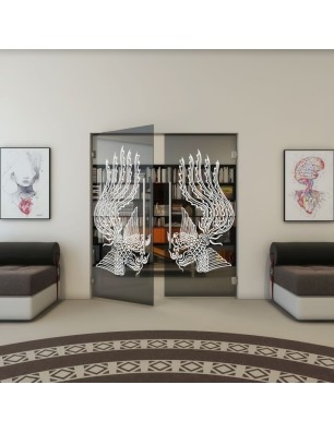 Pendeltür - Fineprint Model 157 Weiss auf Grauglas