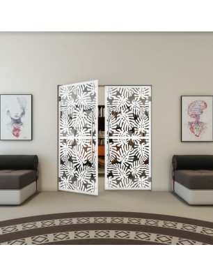 Pendeltür - Fineprint Model 158 Weiss auf Grauglas