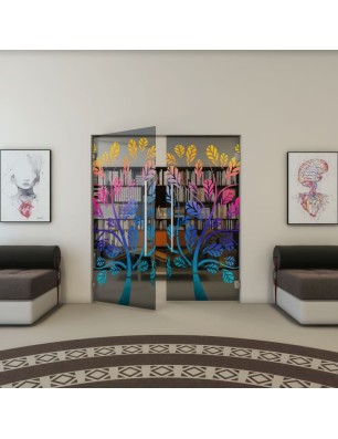 Pendeltür - Fineprint Model 159 Verlauf auf Grauglas