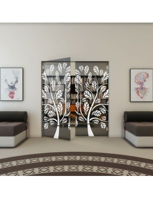 Pendeltür - Fineprint Model 159 Weiss auf Grauglas