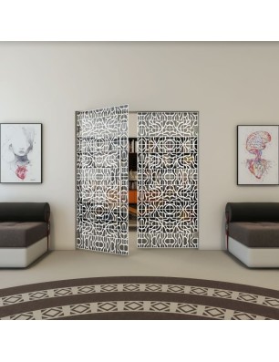 Pendeltür - Fineprint Model 161 Weiss auf Grauglas