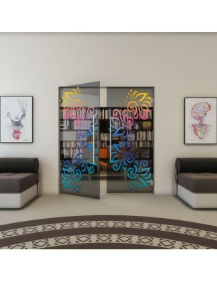 Pendeltür - Fineprint Model 163 Verlauf auf Grauglas