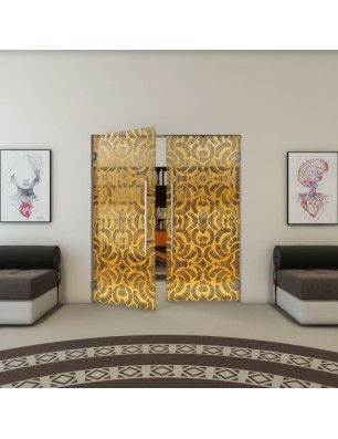 Pendeltür - Fineprint Model 164 Gold auf Grauglas