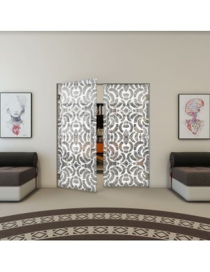 Pendeltür - Fineprint Model 164 Weiss auf Grauglas