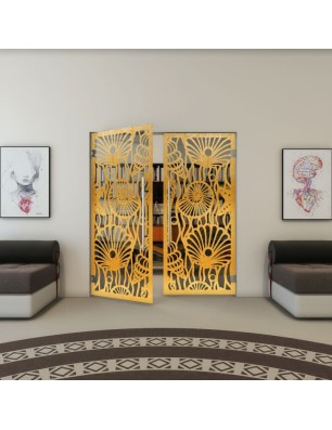 Pendeltür - Fineprint Model 165 Gold auf Grauglas