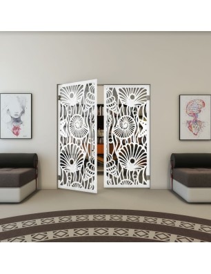 Pendeltür - Fineprint Model 165 Weiss auf Grauglas