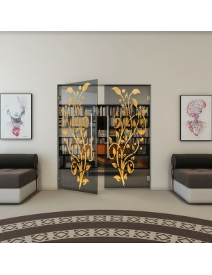 Pendeltür - Fineprint Model 166 Gold auf Grauglas