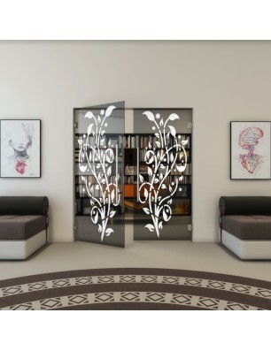 Pendeltür - Fineprint Model 166 Weiss auf Grauglas