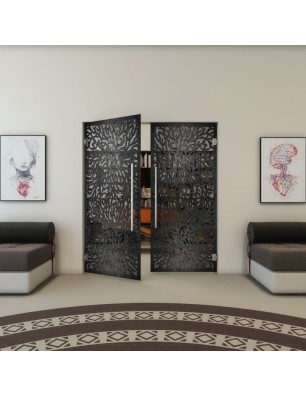 Pendeltür - Fineprint Model 168 Schwarz auf Grauglas