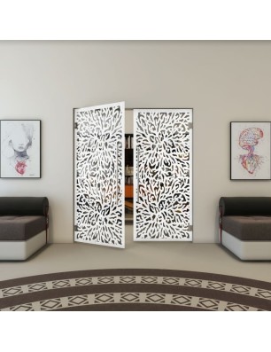 Pendeltür - Fineprint Model 168 Weiss auf Grauglas