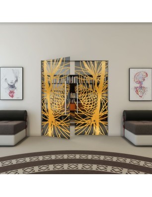 Pendeltür - Fineprint Model 169 Gold auf Grauglas