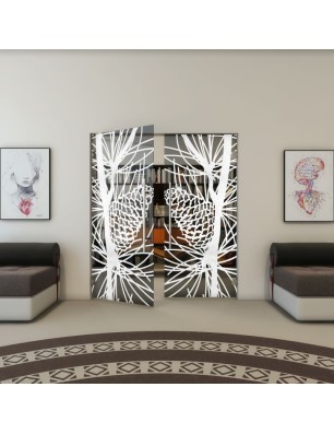 Pendeltür - Fineprint Model 169 Weiss auf Grauglas