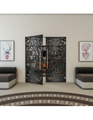 Pendeltür - Fineprint Model 170 Schwarz auf Grauglas