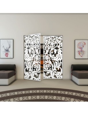 Pendeltür - Fineprint Model 170 Weiss auf Grauglas