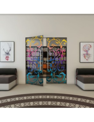 Pendeltür - Fineprint Model 171 Verlauf auf Grauglas