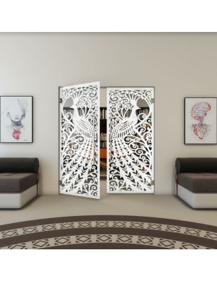 Pendeltür - Fineprint Model 172 Weiss auf Grauglas