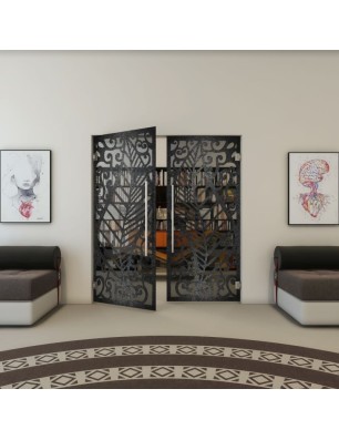 Pendeltür - Fineprint Model 173 Schwarz auf Grauglas