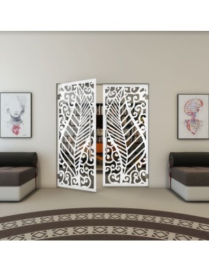 Pendeltür - Fineprint Model 173 Weiss auf Grauglas