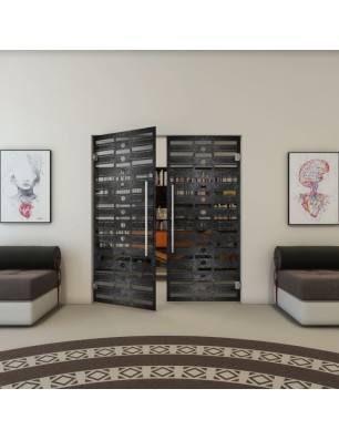 Pendeltür - Fineprint Model 174 Schwarz auf Grauglas