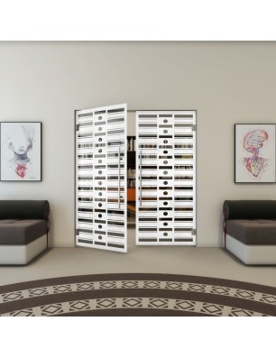 Pendeltür - Fineprint Model 174 Weiss auf Grauglas