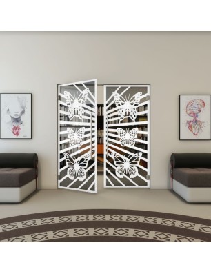 Pendeltür - Fineprint Model 176 Weiss auf Grauglas