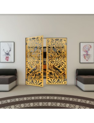 Pendeltür - Fineprint Model 177 Gold auf Grauglas