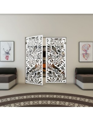 Pendeltür - Fineprint Model 177 Weiss auf Grauglas