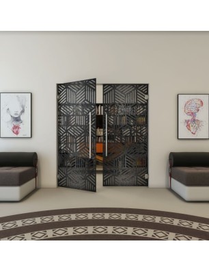 Pendeltür - Fineprint Model 179 Schwarz auf Grauglas