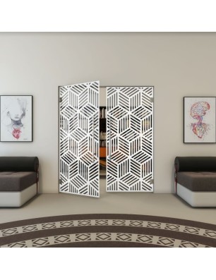 Pendeltür - Fineprint Model 179 Weiss auf Grauglas