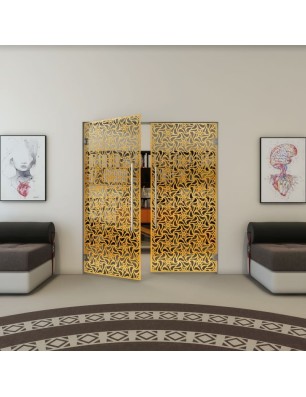 Pendeltür - Fineprint Model 180 Gold auf Grauglas