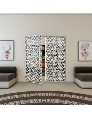 Pendeltür - Fineprint Model 180 Weiss auf Grauglas