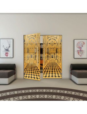 Pendeltür - Fineprint Model 181 Gold auf Grauglas