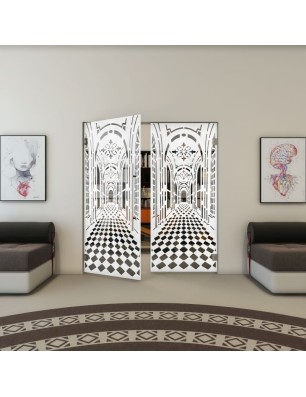 Pendeltür - Fineprint Model 181 Weiss auf Grauglas