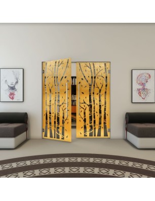 Pendeltür - Fineprint Model 182 Gold auf Grauglas