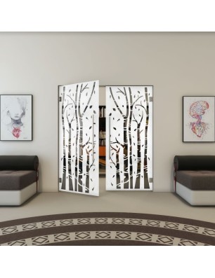 Pendeltür - Fineprint Model 182 Weiss auf Grauglas