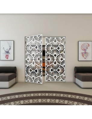 Pendeltür - Fineprint Model 183 Weiss auf Grauglas