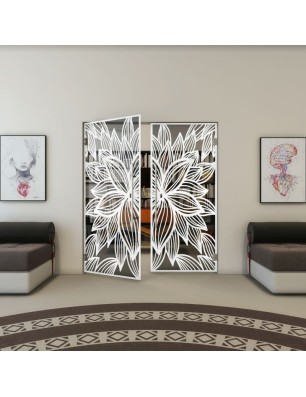 Pendeltür - Fineprint Model 184 Weiss auf Grauglas