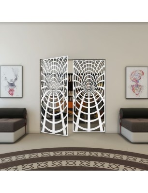 Pendeltür - Fineprint Model 185 Weiss auf Grauglas