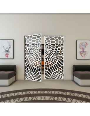 Pendeltür - Fineprint Model 186 Weiss auf Grauglas