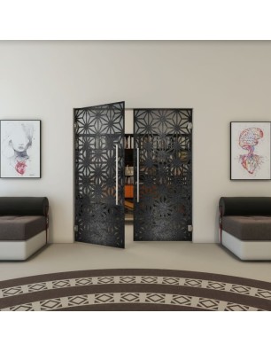 Pendeltür - Fineprint Model 187 Schwarz auf Grauglas