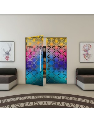 Pendeltür - Fineprint Model 187 Verlauf auf Grauglas