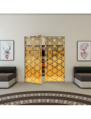 Pendeltür - Fineprint Model 187 Gold auf Grauglas