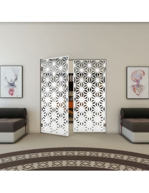 Pendeltür - Fineprint Model 187 Weiss auf Grauglas