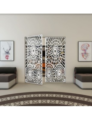 Pendeltür - Fineprint Model 188 Weiss auf Grauglas