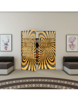 Pendeltür - Fineprint Model 189 Gold auf Grauglas