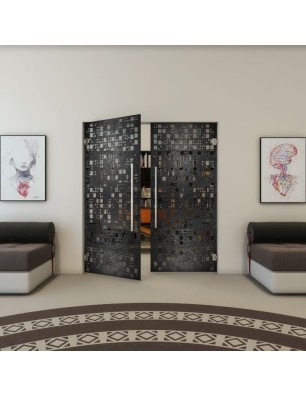 Pendeltür - Fineprint Model 190 Schwarz auf Grauglas